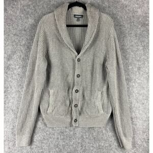Bonobos Shawl Collar Cardigan Sweater Mens Large Gray Slim Fit Ribbed Grandpa